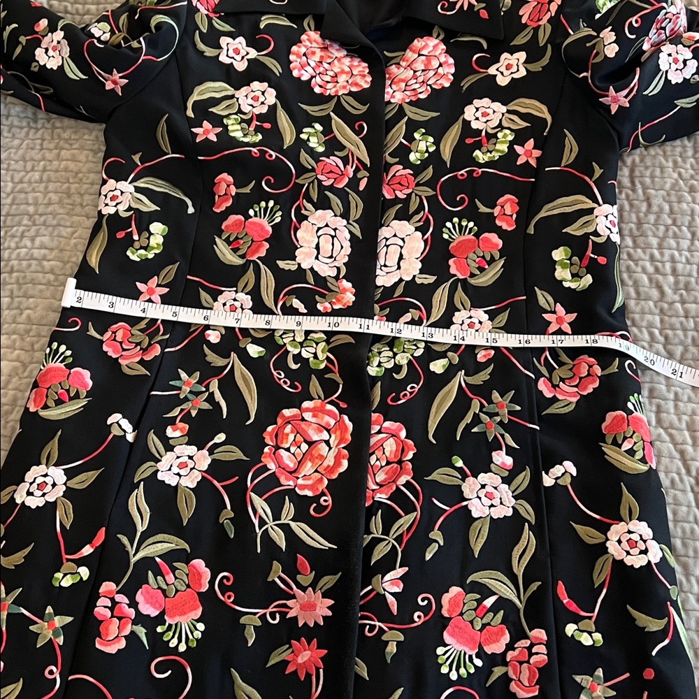 Floral Embroidered Black Coat - Picture 8 of 14
